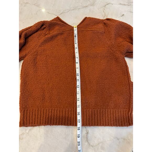 Free People Long Sleeve Sweater Burnt Butter V-neck Popcorn Puff Sleeve Sz XS - Picture 9 of 9